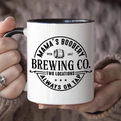 Miniatura 3 de YouNique Designs Taza de café con texto en inglés "Mamas Boobery Always on Tap", 11 onzas, regalos para nuevas madres después del nacimiento