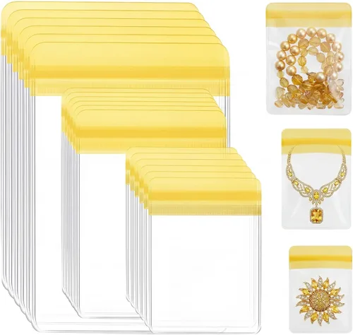 Miniatura 8 de Clabby 120 bolsas de joyería de PVC transparente, bolsa de almacenamiento de joyas de plástico, anillos transparentes, aretes, bolsas antideslustre