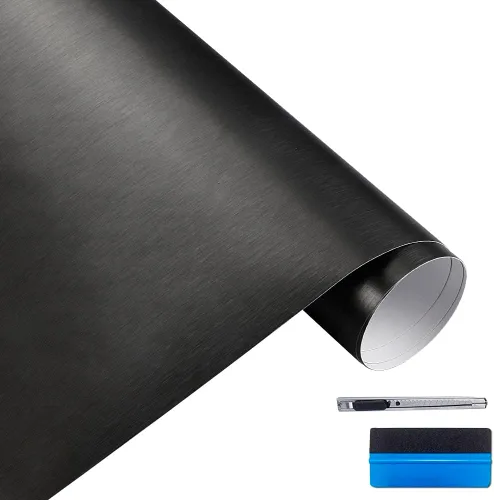 LZLRUN - Rollo de vinilo de acero metálico cepillado con tecnología de liberación de aire, adhesivo de estilo DIY, vinilo adhesivo para envolver