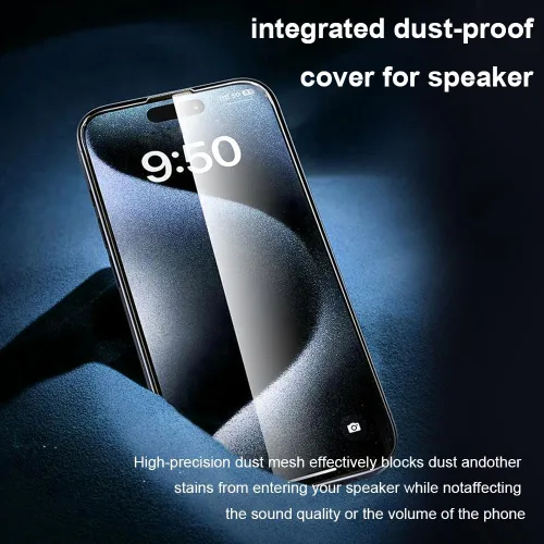 Miniatura 7 de OneFish Protector de pantalla para iPhone 14Plus/13Pro Max, película de vidrio templado HD Clarity dureza 9H+, con marco de instalación sin