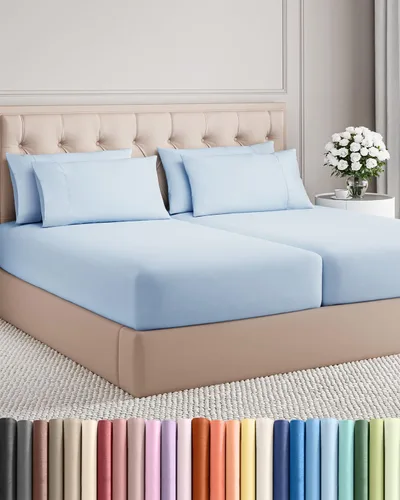 Miniatura 111 de Juego de sábanas Queen de 6 piezas, sábanas tamaño Queen, ropa de cama suave de lujo de hotel, refrescante, cómoda y transpirable, 1 encimera, 1 26