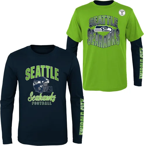 Miniatura 23 de NFL Conjunto de 3 Camisetas y Camisas de Manga Larga para Niños y Jóvenes 8-20, Colores del Equipo del Día del Juego