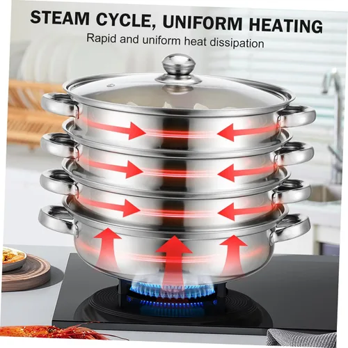 Miniatura 8 de Tofficu Multifuncional 4-capa Pot Vapor Hervir Olla Asiática para Stock Home Kitchen Accesorio