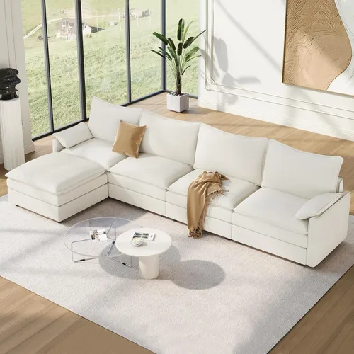 Miniatura 48 de Vesgantti 2 Piece Loveseat & 3 Seater Sofa Set, Modular Cloud Couch, Beige