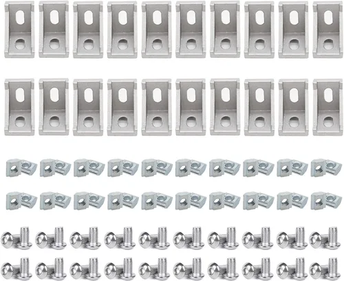 Miniatura 10 de 8Pcs 2020 Extrusión de Aluminio Ranura en T Bracket de Esquina Serie 20 Hardware Extruido Conector Tri 3 Vías con Tornillo de Ajuste para Perfil