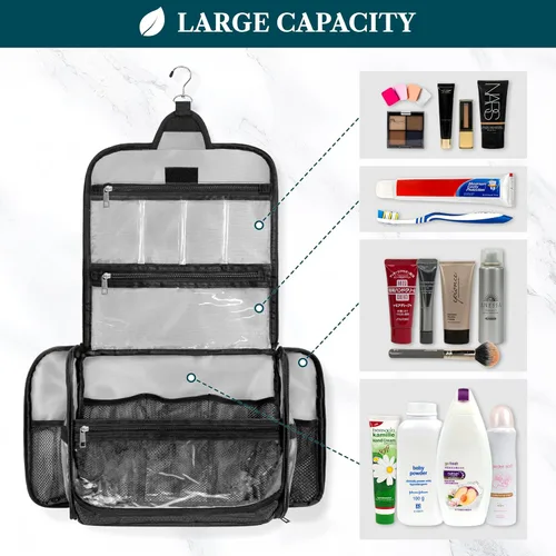 Miniatura 5 de PAVILIA Neceser colgante grande, bolsa de viaje para mujeres y hombres, organizador de cosméticos, bolsa de maquillaje resistente al agua