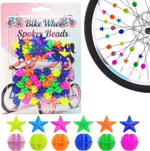 ACKLLR Cuentas de radios de rueda de bicicleta, colorida decoración de bicicleta con clip de plástico, cuentas redondas de decoración para niños,