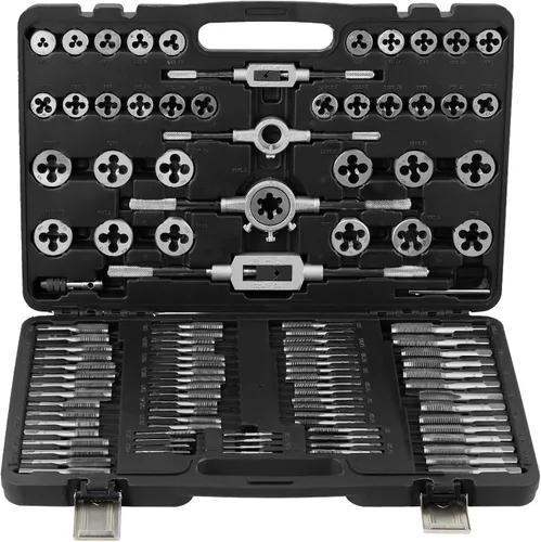 Miniatura 9 de VEVOR Juego de tarjas y machos, 110 piezas incluyen tamaño métrico M2 a M18, tarjas y machos de acero para rodamientos, herramienta esencial