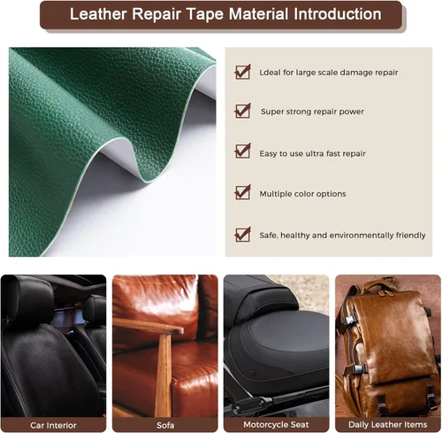 Miniatura 4 de JDLUGH - Kit de cinta de reparación de piel, 15 x 60 pulgadas, marrón oscuro 2.0 Autoadhesivo, para sofá, asiento de coche, silla de oficina