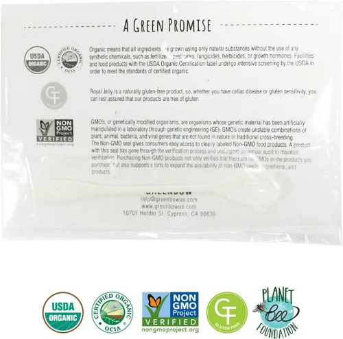 Miniatura 6 de Greenbow Jalea real orgánica fresca, 100% certificada por USDA, sin OMG, Halal, certificada GMP, pura, sin gluten, una de las más empaquetadas