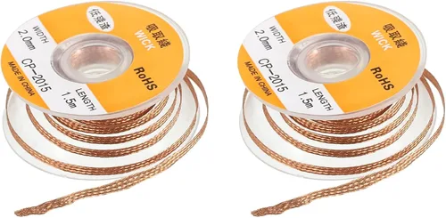MECCANIXITY Trenza de mecha de soldadura, trenza de mecha desoldadora sin limpieza, 0.08 pulgadas de ancho y 4.92 pies de longitud para quitar los