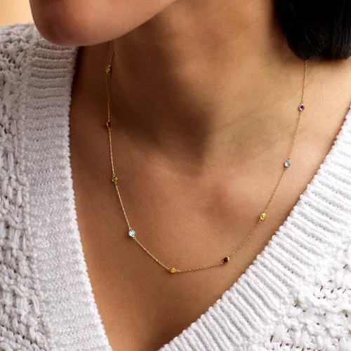 Miniatura 6 de RS Pure by Ross-Simons 0.80 ct. t.w. Multi-Gemstone Station Necklace in 14kt Yellow Gold