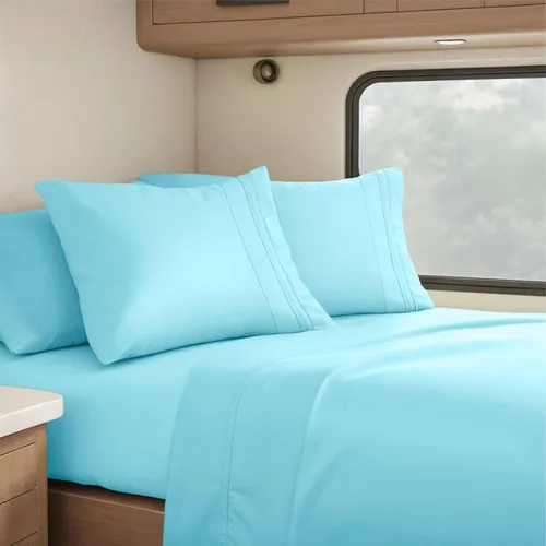 Miniatura 40 de Clara Clark - Juego de sábanas King con Flex Top, 6 piezas - Sábanas de lujo para cama King con cabeza dividida, juego de cama súper suave, King