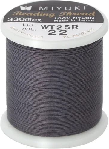 Miniatura 16 de Hilo para abalorios Miyuki – Hilo de nylon previamente encerado para proyectos de enhebrado, carrete de 50 m/55 yardas, color marrón, diámetro