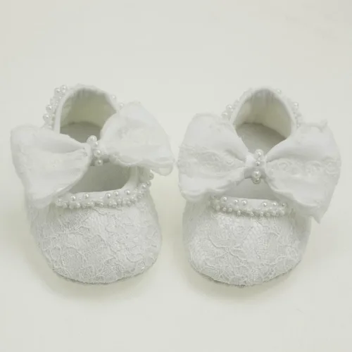 Miniatura 5 de Nihao Baby Conjunto de zapatos de bautismo y diadema blancos para niñas