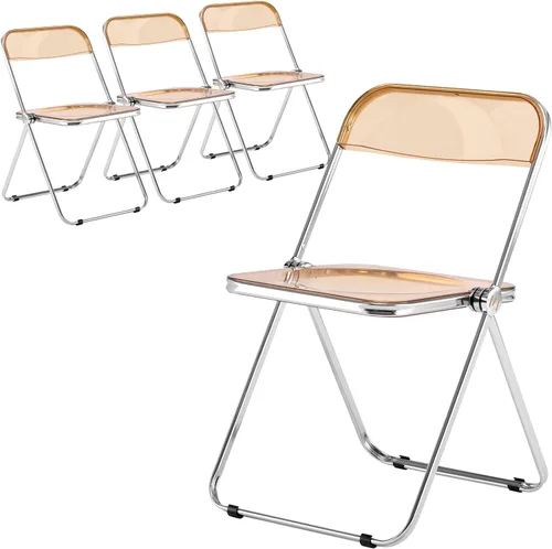 Miniatura 17 de LeisureMod Lawrence - Silla plegable de acrílico transparente moderna con marco de metal, asiento transparente que ahorra espacio para comedor
