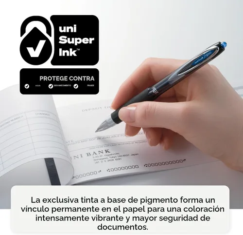 Miniatura 7 de Bolígrafos de gel retráctiles Uni-Ball 207, micro punta (0.5 mm), negro, paquete de 12