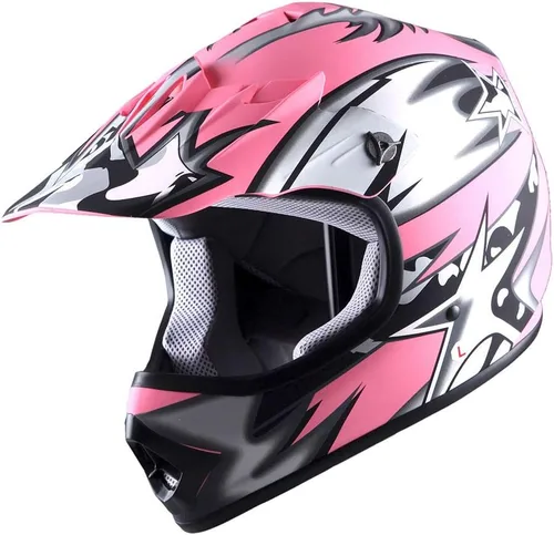 WOW Youth Kids Motocross BMX MX ATV Dirt Bike Moutain Helmet Storm Black Estrella Rosa Mate