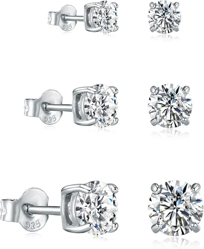 Aretes de moissanita de diamante para mujer 0.6-4 quilates, color DF, hipoalergénicos, 0.3fl oz, plata de ley 925 chapada en oro blanco real, aretes