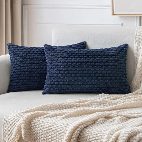 Miniatura 30 de MIULEE - Paquete de 2 fundas de cojín decorativas, modernas y boho, de terciopelo, con textura a rayas, para sofá, cama, sala de estar, decoración