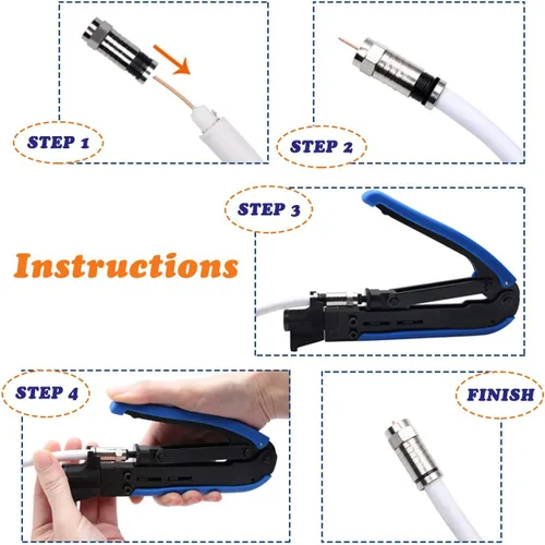 Miniatura 5 de Delgada Kit de crimpadora de cable coaxial, herramienta de compresión coaxial RG6 RG59 RG11 Kit de conector de herramienta de prensado con 20