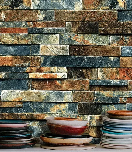Papel tapiz de ladrillo para despegar y pegar de 17.7 x 9.8 pies, papel de contacto de piedra autoadhesivo, extraíble, impermeable, para cocina,