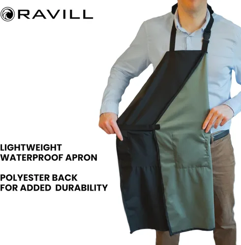Miniatura 6 de Ravill Delantal impermeable para hombres y mujeres, 2 bolsillos, 35 pulgadas de largo, delantales de trabajo multiusos para lavavajillas, aseo