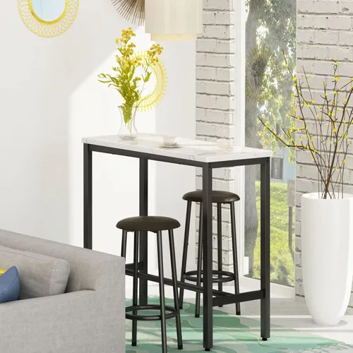 Miniatura 8 de Mesa de comedor pequeña para 2, juego de mesa de bar de 3 piezas, mesa de cocina y sillas, mesa de pub con 2 sillas, mesa de comedor y sillas