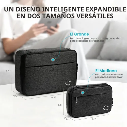 Miniatura 2 de Travelkin - Organizador de cables de viaje, organizador electrónico de viaje, bolsa organizadora de cables para cables, cargadores de teléfono, Negro