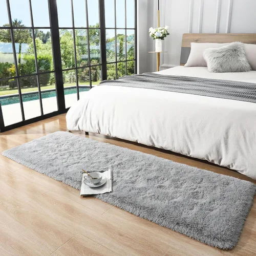 Miniatura 3 de Foxmas Alfombra Alargada Suave para Dormitorio y Sala de Estar, 2x6 Pies Alfombras de Área Esponjosas Shag Alfombra de Cabecera para Cuarto de Niños