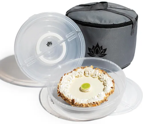 Miniatura 10 de Porta pasteles con tapa y asa, contenedor de almacenamiento de pasteles de 10" con accesorios para hornear, soporte para pasteles con bandeja