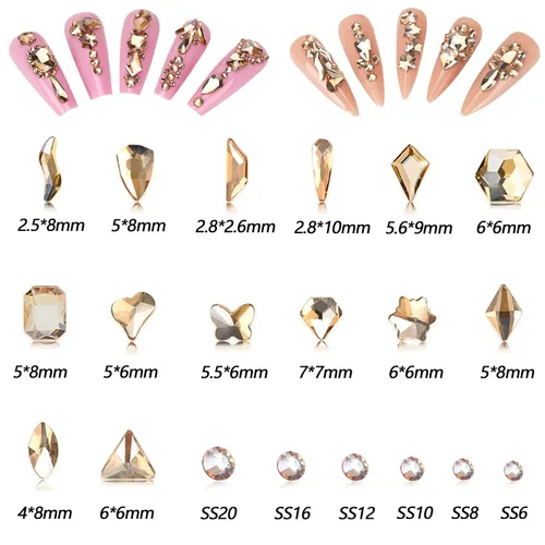 Miniatura 2 de Diamantes de imitación dorados para uñas, 7220 piezas de diamantes de imitación para uñas, accesorios para decoración de uñas