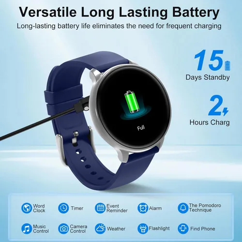 Miniatura 5 de Reloj inteligente Blintok para hombres y mujeres, rastreador de fitness con más de 100 modos deportivos, rastreadores de actividad para iOS/Android