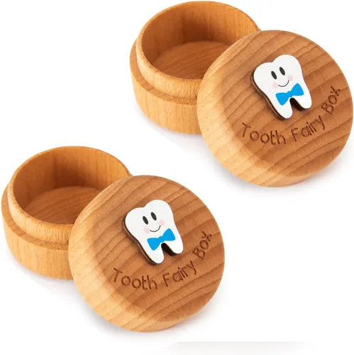 Caja de madera de hadas de dientes para niñas y niños, bonita caja de dientes con dientes 3D, almacenamiento de dientes perdidos para niños, caja de