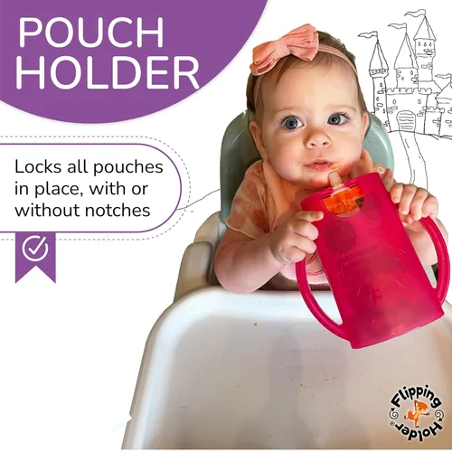 Miniatura 2 de Flipping Holder 2 en 1 para bolsas de comida y cajas de jugo para bebé (paquete de 2) - Envase seguro para alimentos sin apretar, con asas de fácil