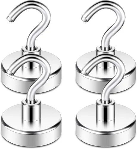 Miniatura 23 de Neosmuk Ganchos magnéticos, imanes de tierra resistentes de 30 libras con gancho para refrigerador, gancho de crucero extra fuerte para colgar
