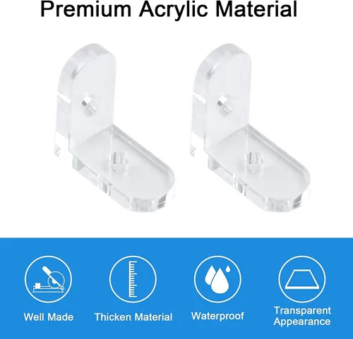 Miniatura 3 de INCREWAY Soportes en L, 20 piezas de soporte de esquina de acrílico transparente de 90 grados, soporte de esquina de ángulo recto para muebles