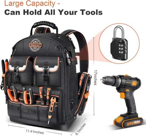 Miniatura 6 de Mochila Bolsa de herramientas - Mochila de herramientas LOKASS Organizador de herramientas resistente, mochila de herramientas HVAC resistente al