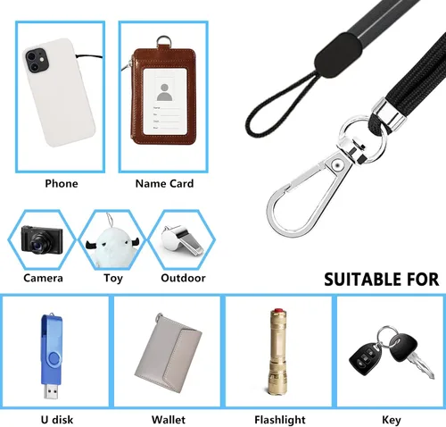 Miniatura 6 de Cordón para teléfono celular, 2 cordones cruzados para teléfono para mujer con 2 correas de teléfono de muñeca y 4 conectores, Negro Rosa claro