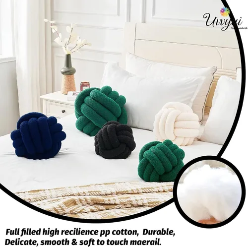 Miniatura 3 de Uvvyui - Almohada de nudo en forma de bola, almohadas decorativas suaves para el hogar, cojín redondo de arrojo, almohada de felpa anudada hecha a