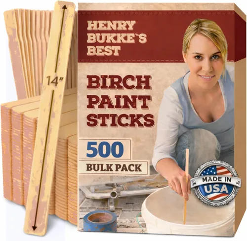 Henry Bukke's Best Birch Paint Sticks, paquete de 50, 14 pulgadas, limpio y suave para proyectos de automoción, industrial, belleza, arte y