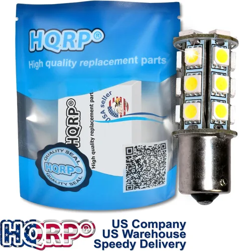 Miniatura 2 de HQRP BA15s Base de bayoneta de un solo contacto SMD 5050 6300-7000K 10-30V DC 3.4W bombilla LED compatible con #93, 382, 1141, 1156, 1157
