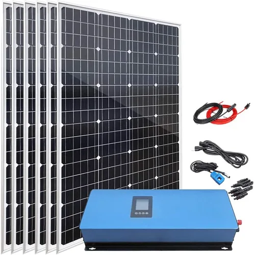 Miniatura 10 de Kit de sistema solar para el hogar de 480 W con 4 paneles solares monocristalinos de 120 W y 1000 W MPPT Solar Grid Tie Power Inverter