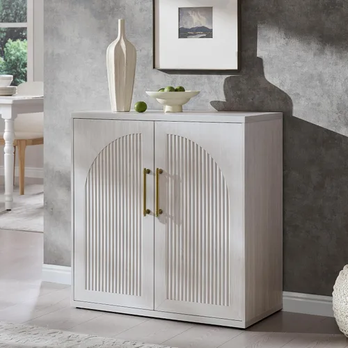 Miniatura 27 de ACCOHOHO Aparador de puerta arqueada, gabinete de buffet, gabinete de acento con estante ajustable, gabinete modular de madera para comedor, sala