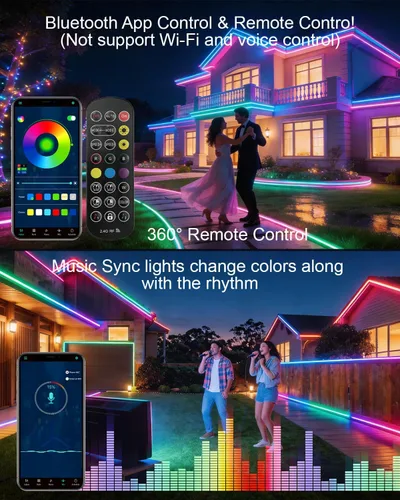 Miniatura 3 de Luces de tira LED COB, RGB Smart IC, IP67 Impermeable, Regulable 20FT/6M, Tira de luz con flujo de color con control de aplicación y sincronización