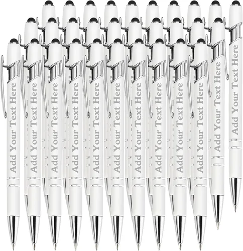 Miniatura 111 de Bolígrafos personalizados a granel grabados personalizados con punta de lápiz capacitivo, bolígrafos personalizados de tinta negra, regalos