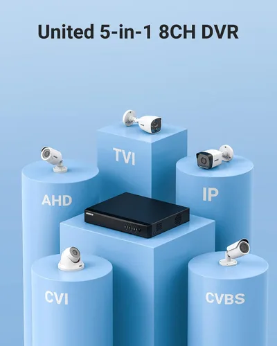 Miniatura 9 de ANNKE DVR de vigilancia con cable H.265+ 8CH de 5MP Lite y 4X 1080p AHD Cámara CCTV PT para exteriores con giro de 350° e inclinación de 90°