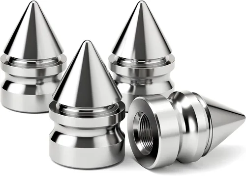 Miniatura 40 de 4 piezas de tapas de válvula de rueda con estilo púas, resistentes a la corrosión, universales de aleación de aluminio a prueba de polvo para Spiked