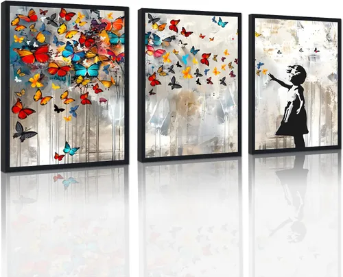 Miniatura 87 de 3 Piezas de Arte de Pared Banksy en Lienzo, Póster de Graffiti, Decoración de Pared con Citas Inspiradoras, Nunca Te Rindas, Obras de Arte para Sala