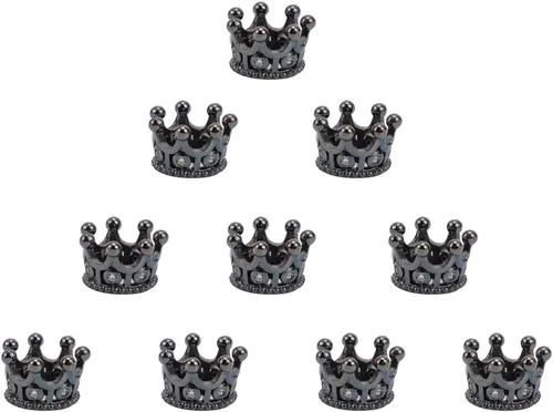 Miniatura 13 de NBEADS 10 piezas de 0.315 in chapado en estante de latón con circonita cúbica redonda de cristal negro plomizo y cuentas redondas de circonita
